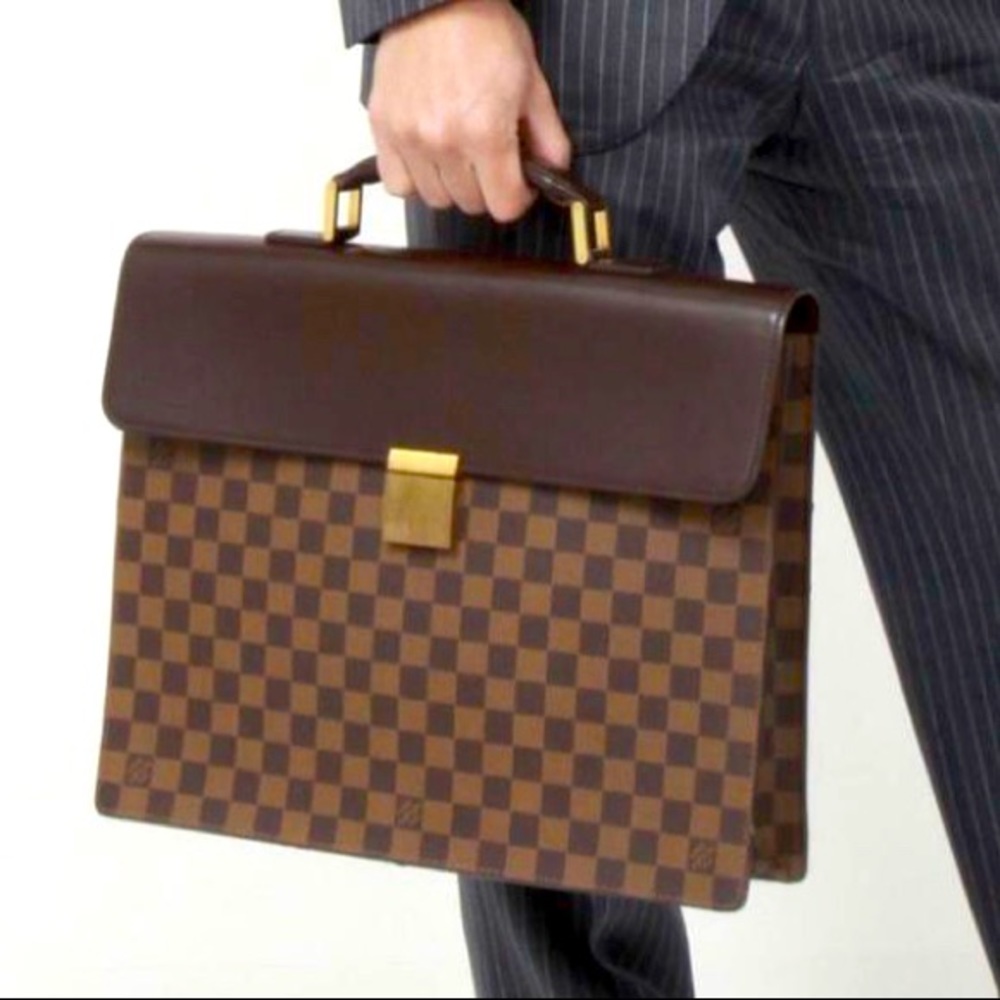 NEW Louis Vuitton Altona Business Leather Brown Damier Canvas Laptop Bag
